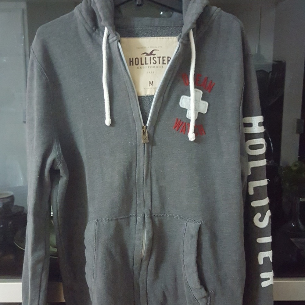 Hollister gray medium hoodie zip up